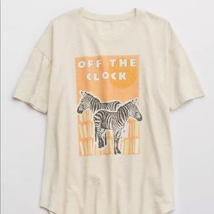 Aerie Zebra Graphic Distressed Boyfriend T-Shirt